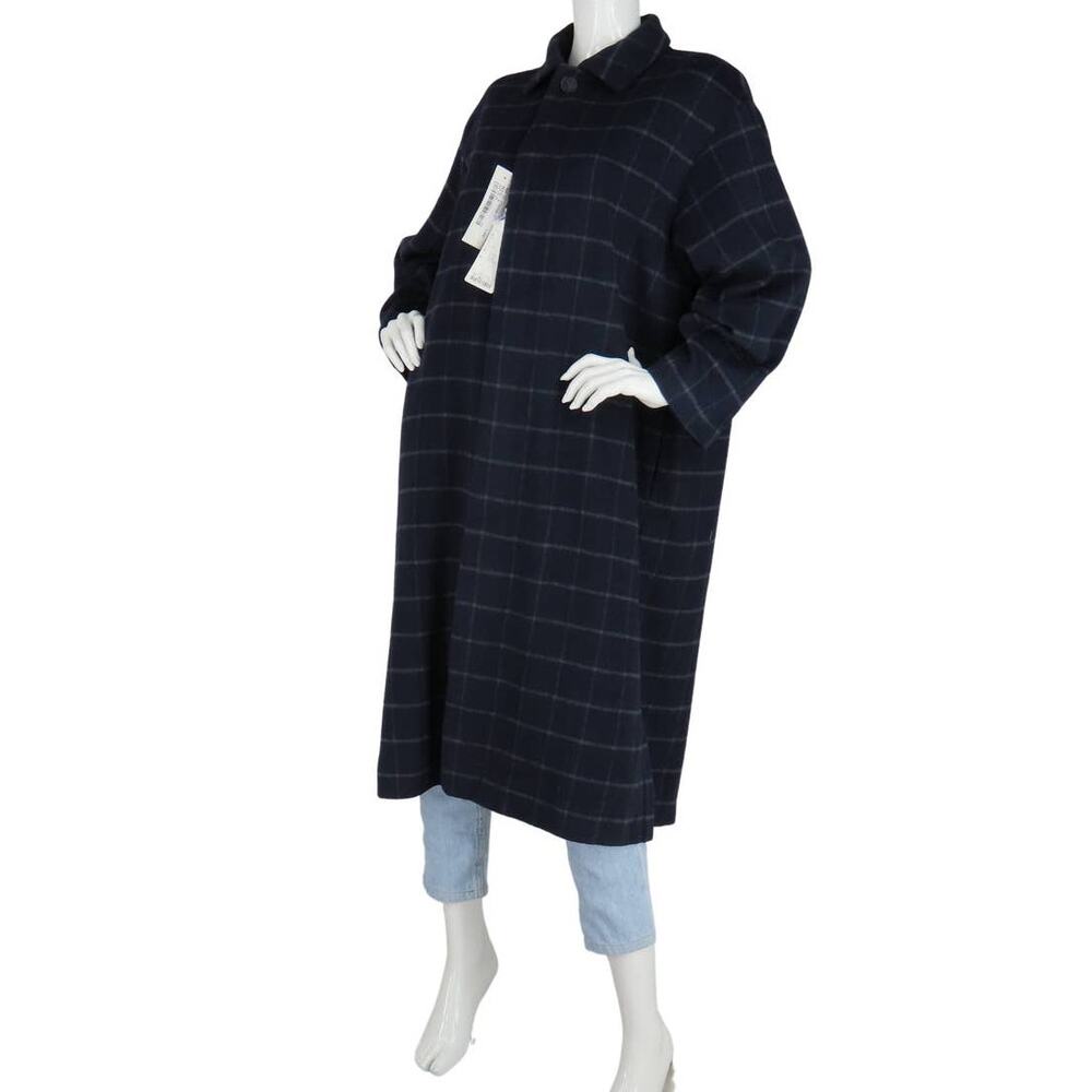 New KBF Wool Blend Checkered One Size Coat Jacket